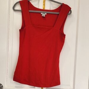 Cache Red Square Neck Tank Top